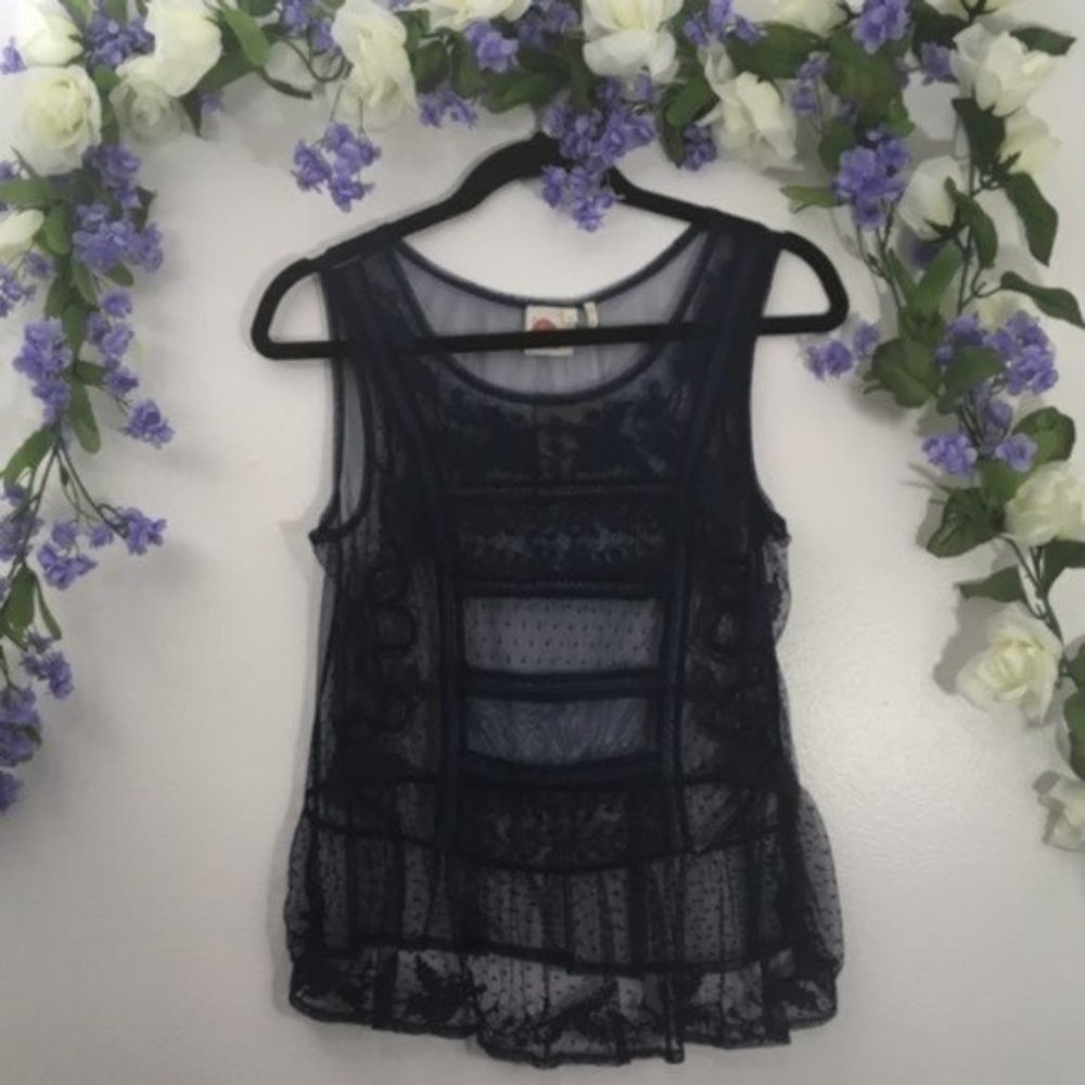 ANTHROPOLOGIE BLUE LACE BOHO CAMI SLEEVELESS TOP